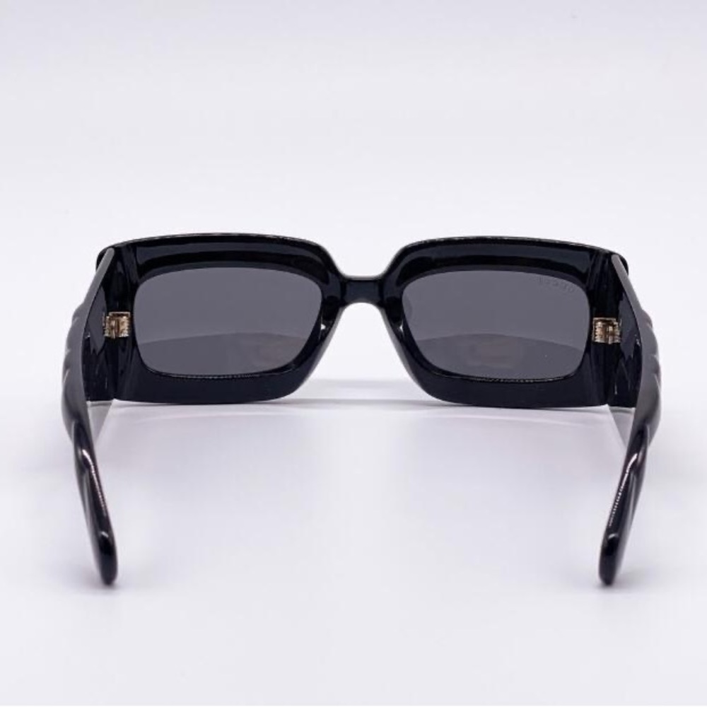 New - Gucci Black Gray Gg0811s 001 Logo Rectangle Unisex Sunglasses - Picture 11 of 17